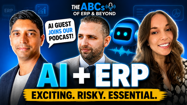 The ABCs of ERP hosts discussing an AI guest on the podcast